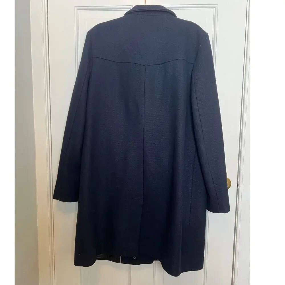 Marc New York Women's M Wool Blend Coat Navy Blue Taylor Twill Zip Jacket Collar